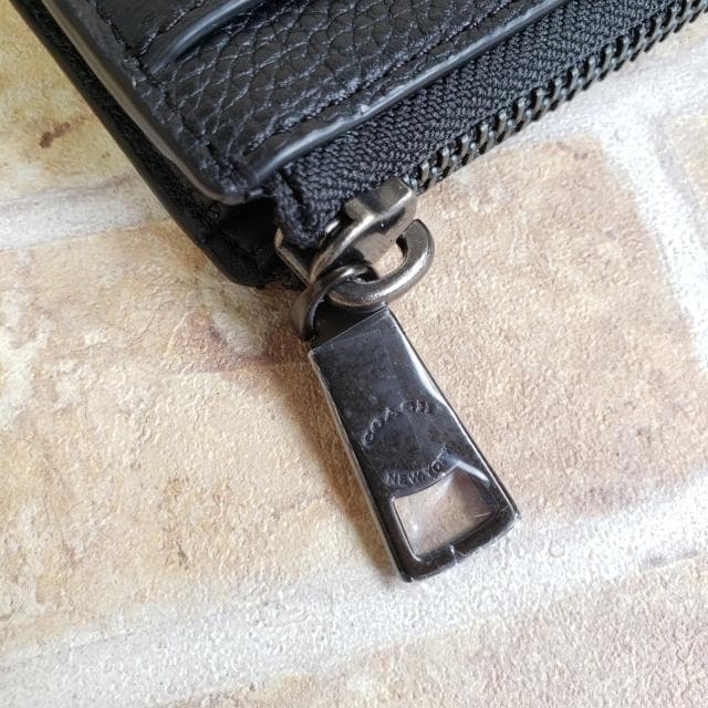 未使用 コーチ ☆ ペブルレザー Lジップ キーケース ブラック COACH