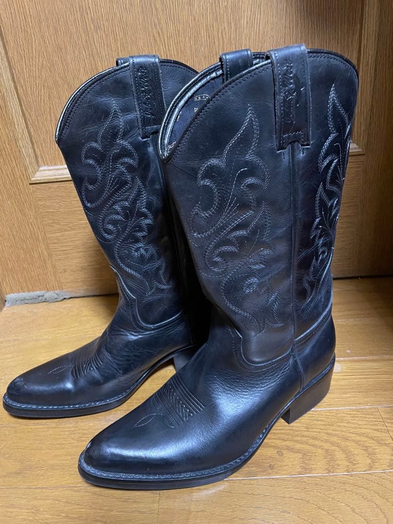 ブラックレザーウエスタンブーツ　John West サイズ42革 26〜26.5