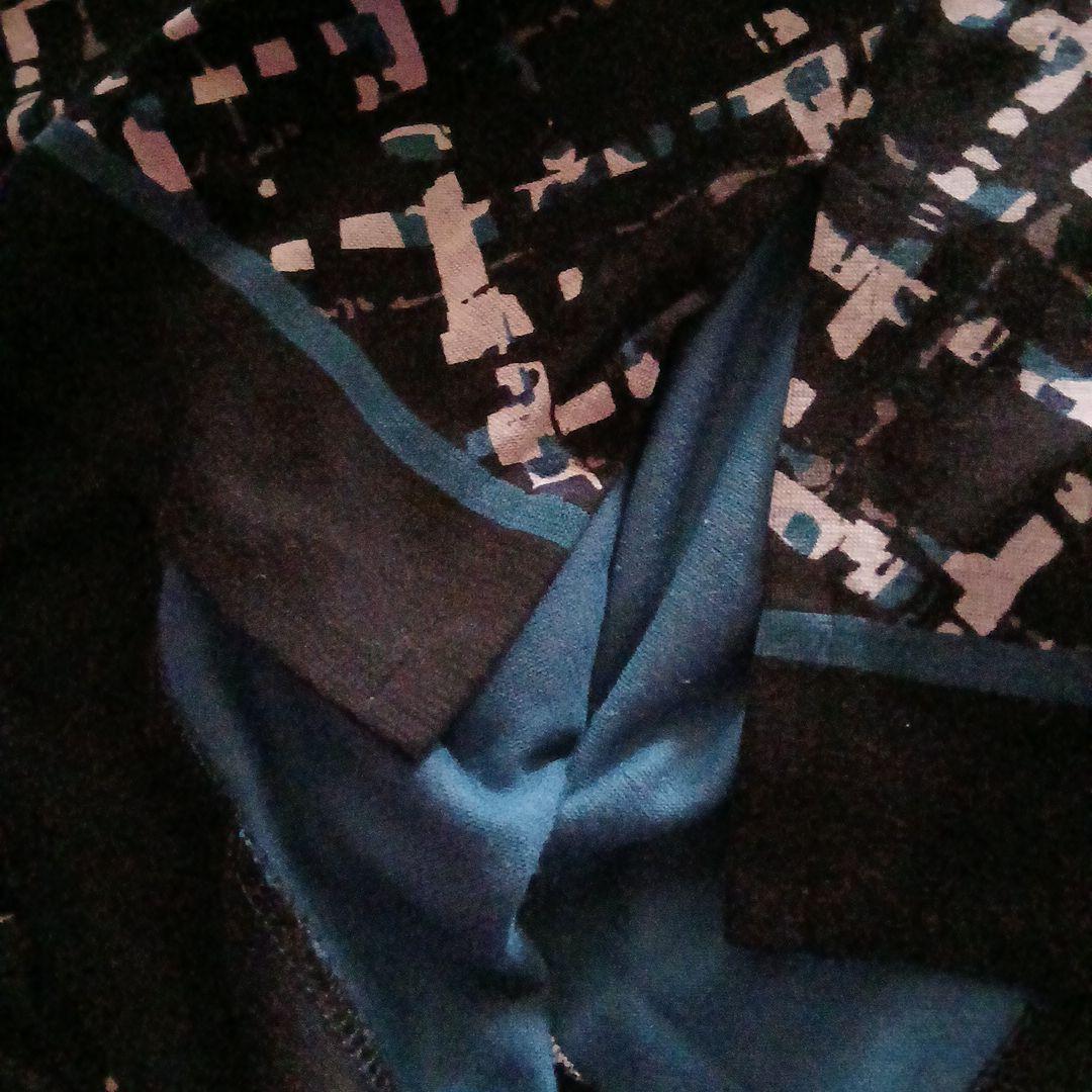 Leilian レリアン　幾何学模様の長袖チュニック　サイズ13プラス　ネイビー