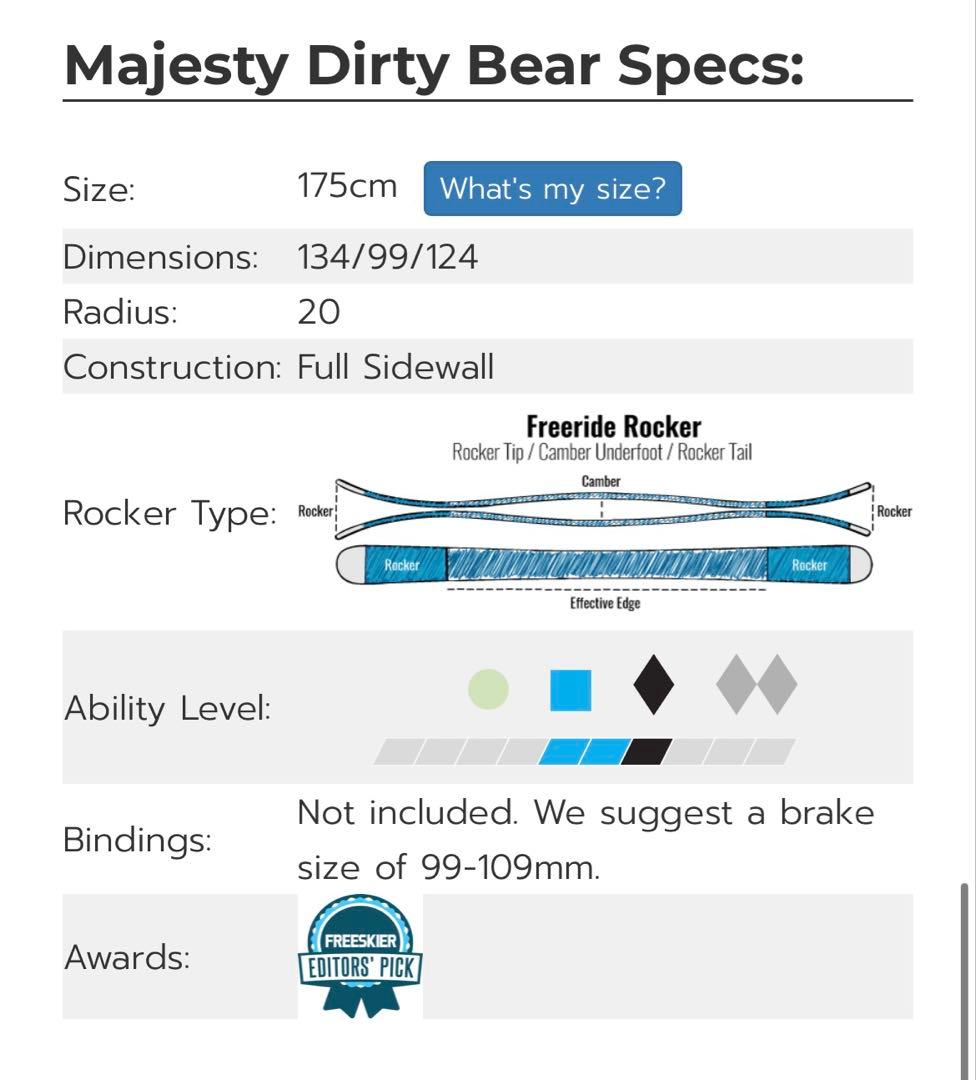 （える）Majesty Dirty Bear 175cm フリースキー