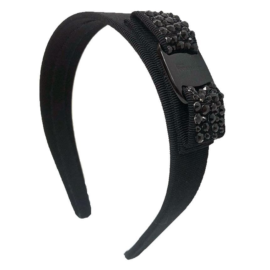 フェラガモ　ヴァラ　リボン　カチューシャ　ブラッククリスタル　aq12222