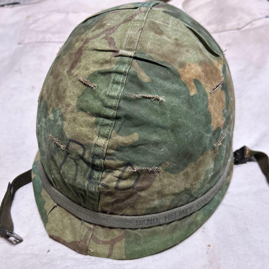 米軍実物 ナム戦 ヘルメットセット M1 ミッチェルカモ デッド汗止め付き