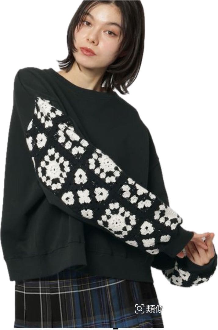 niko and... クロシェコンビプルオーバーL 新色 ブラックニコアンド