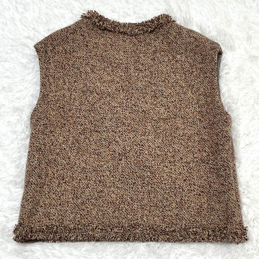 umii 908 45rpm ツィードベスト フリンジ ウール モヘア混 S