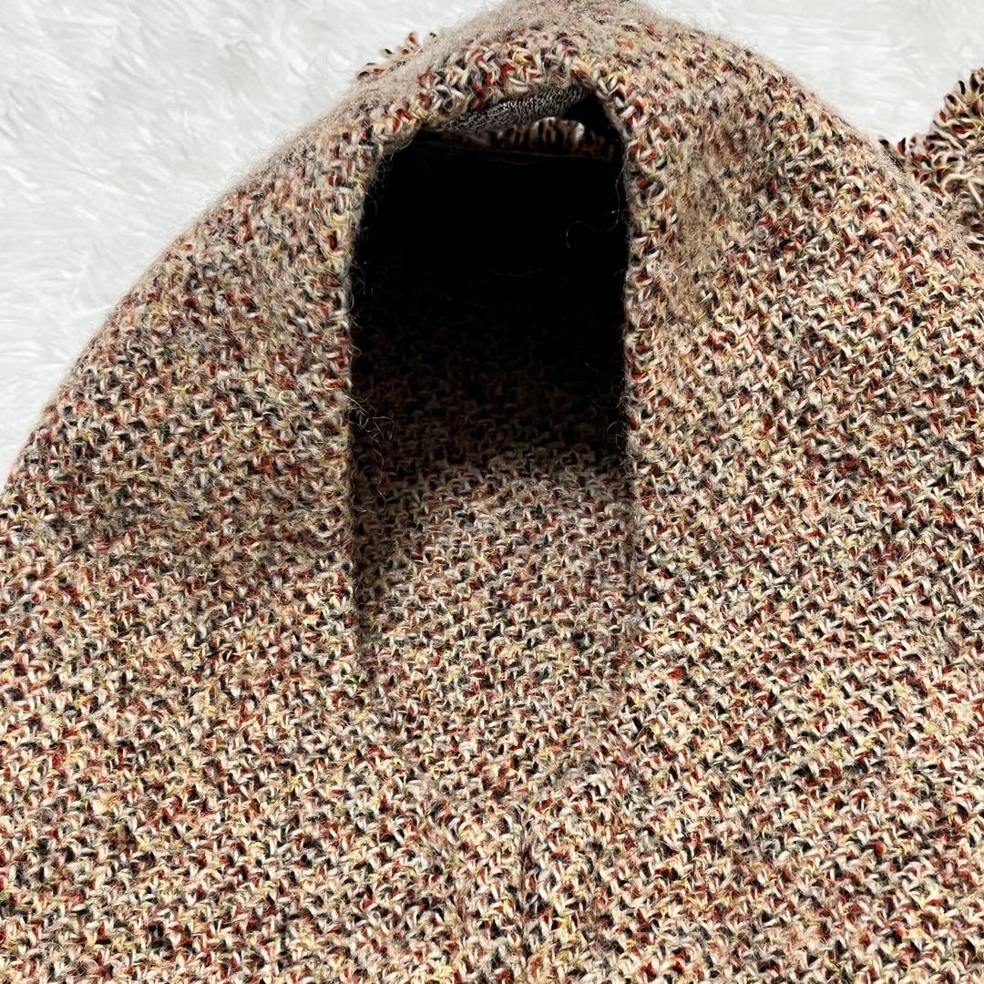 umii 908 45rpm ツィードベスト フリンジ ウール モヘア混 S