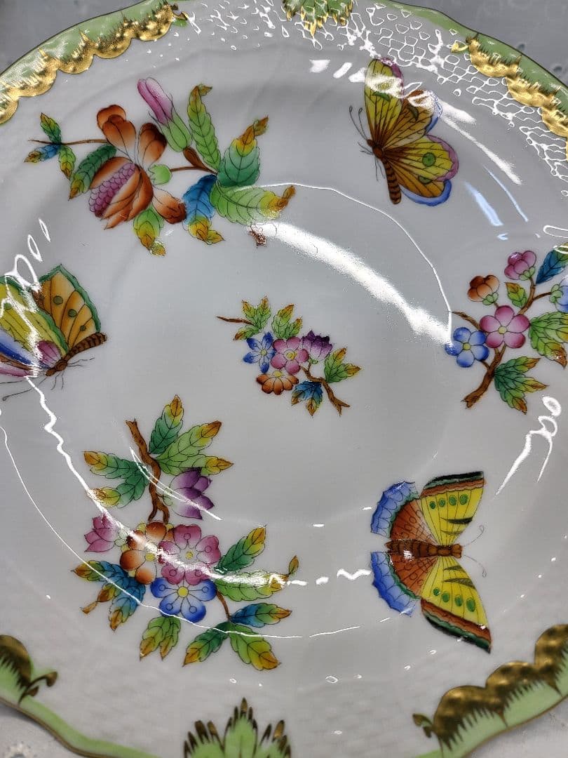 3枚✨ヘレンド ヴィクトリアブーケ サラダ デザート プレート19 皿 花蝶
