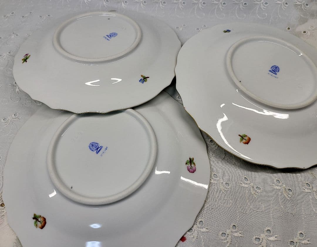 3枚✨ヘレンド ヴィクトリアブーケ サラダ デザート プレート19 皿 花蝶