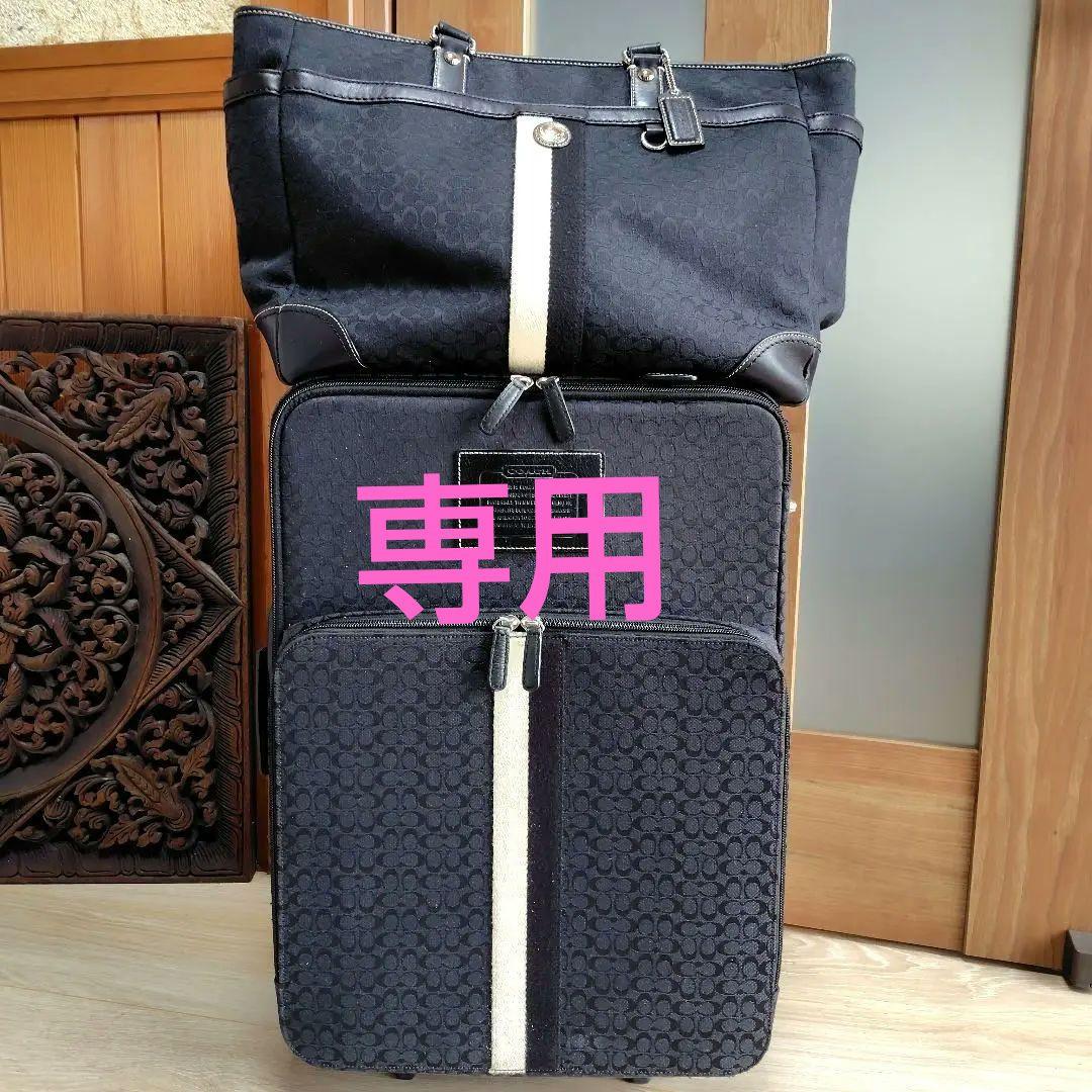 コーチ　シグネチャーストライプ　キャリーケースとトートバッグのセット