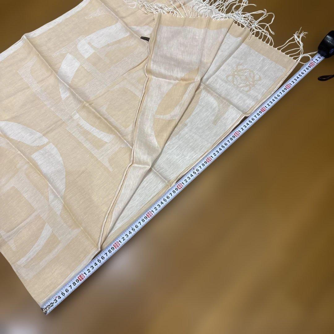 LOEWE ロエベ　ベージュ　フリンジ付き　大判　ストール　ショール　ロゴ入り