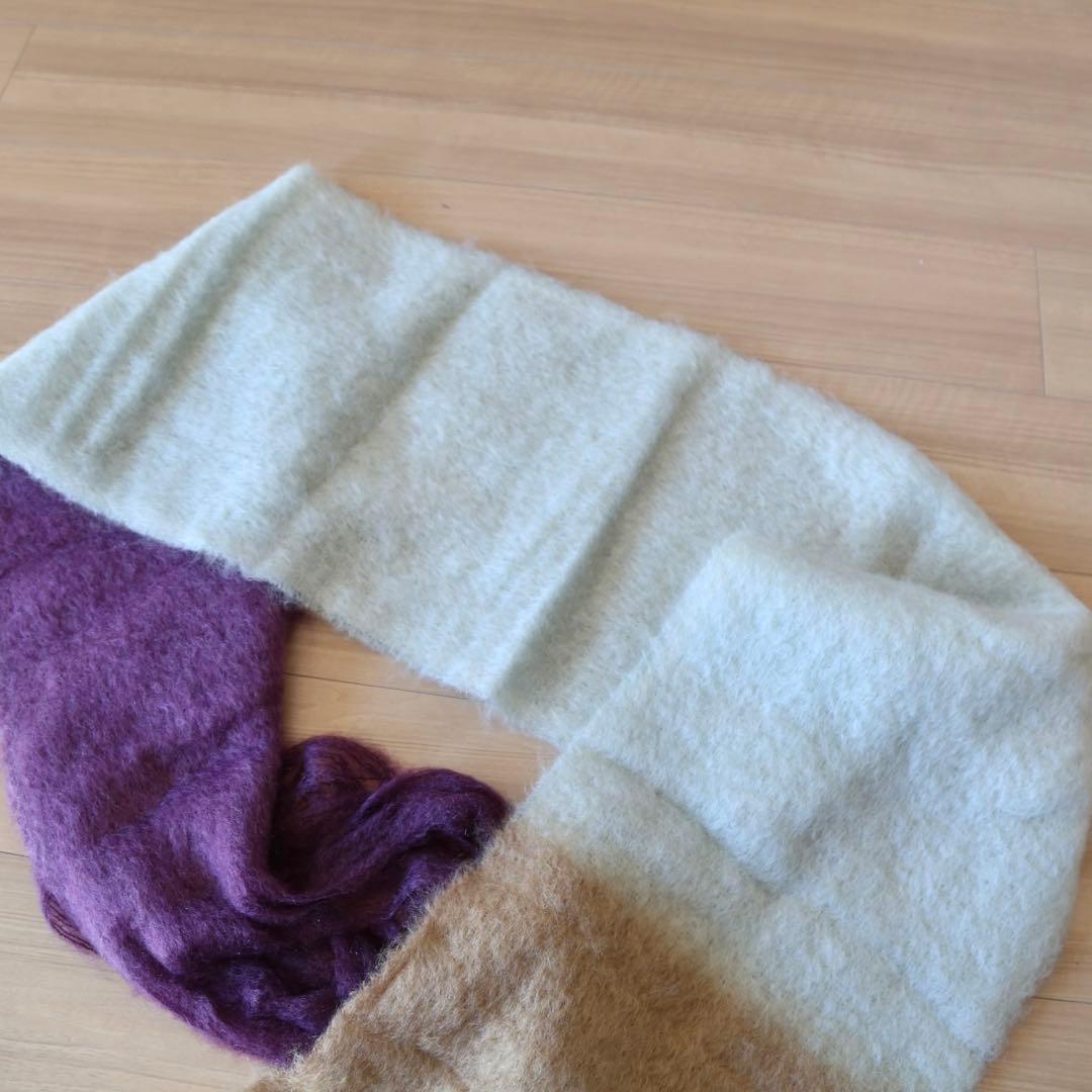 MANTAS EZCARAY モヘヤストール【ボルドー×ベージュ】