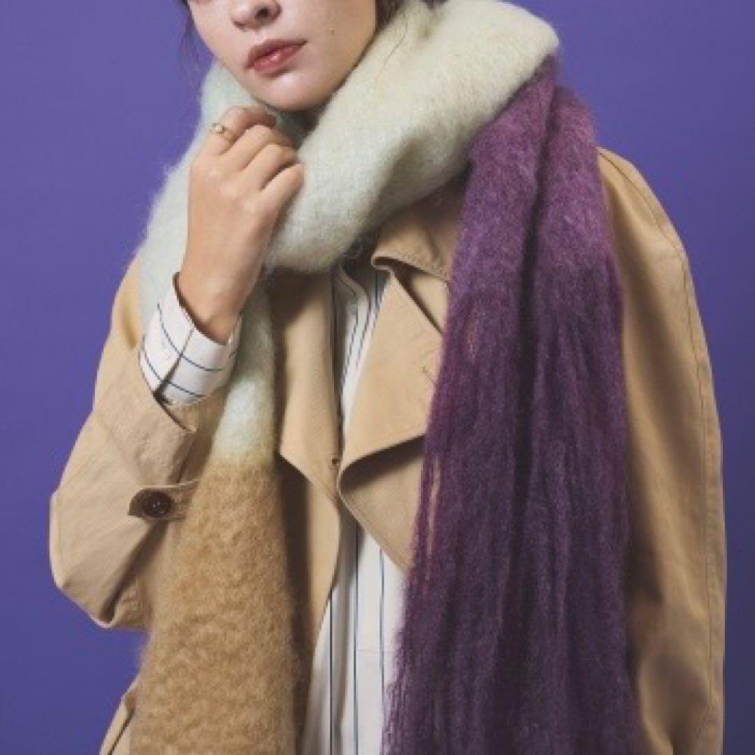 MANTAS EZCARAY モヘヤストール【ボルドー×ベージュ】