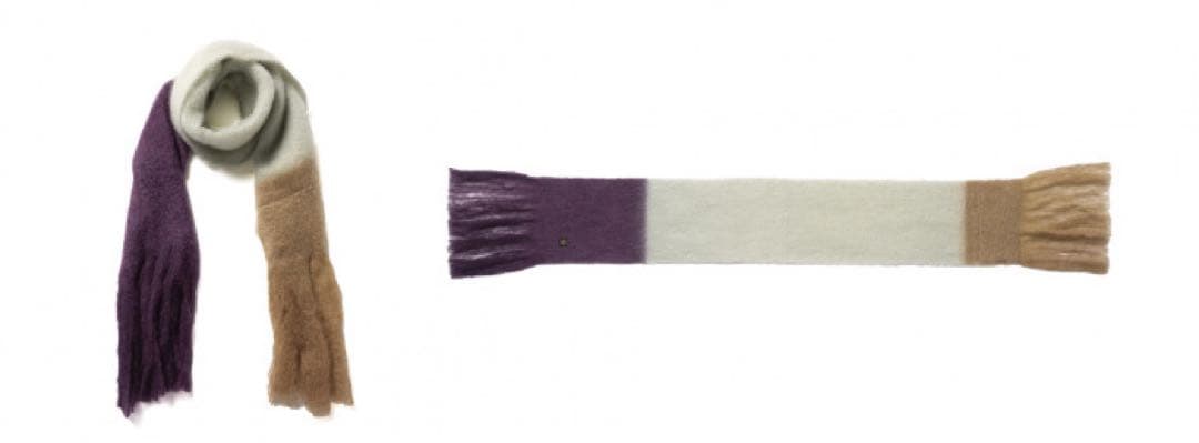 MANTAS EZCARAY モヘヤストール【ボルドー×ベージュ】