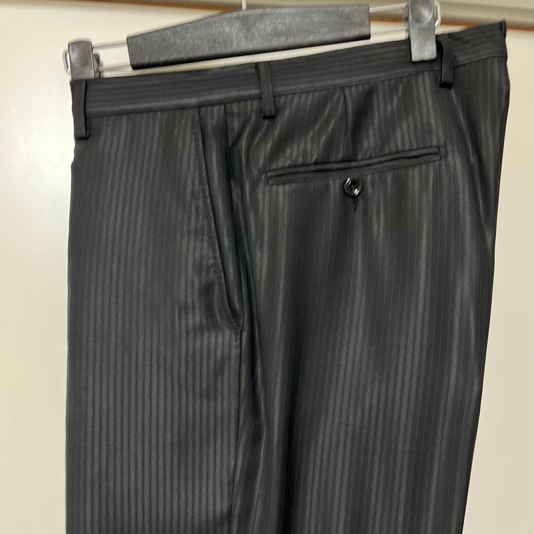 VERSACE 光沢ブラック ストライプ スーツ