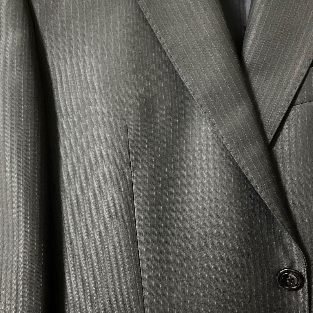 VERSACE 光沢ブラック ストライプ スーツ