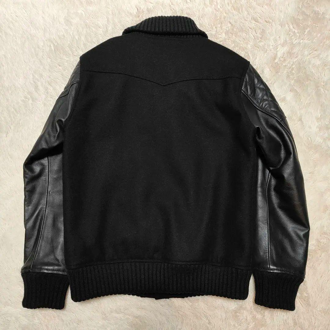 美品✨CRIMIE 袖レザー 牛革 ウール スタジアムジャケット M