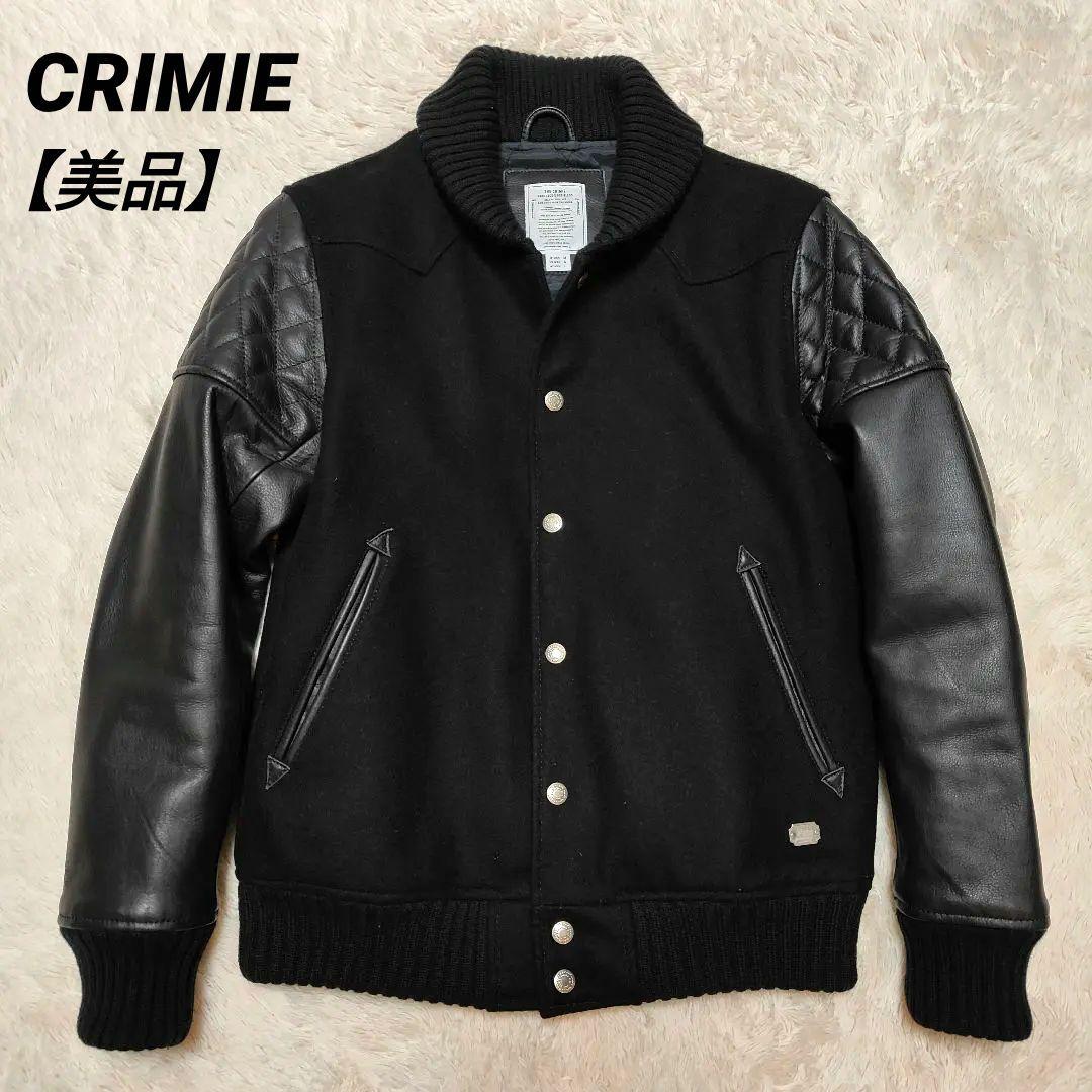 美品✨CRIMIE 袖レザー 牛革 ウール スタジアムジャケット M