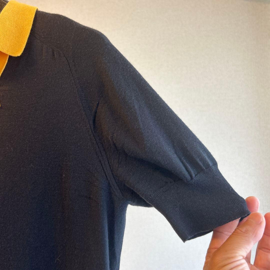 美品　状態良し JIL SANDER ブラック ニットポロ　イエロー襟