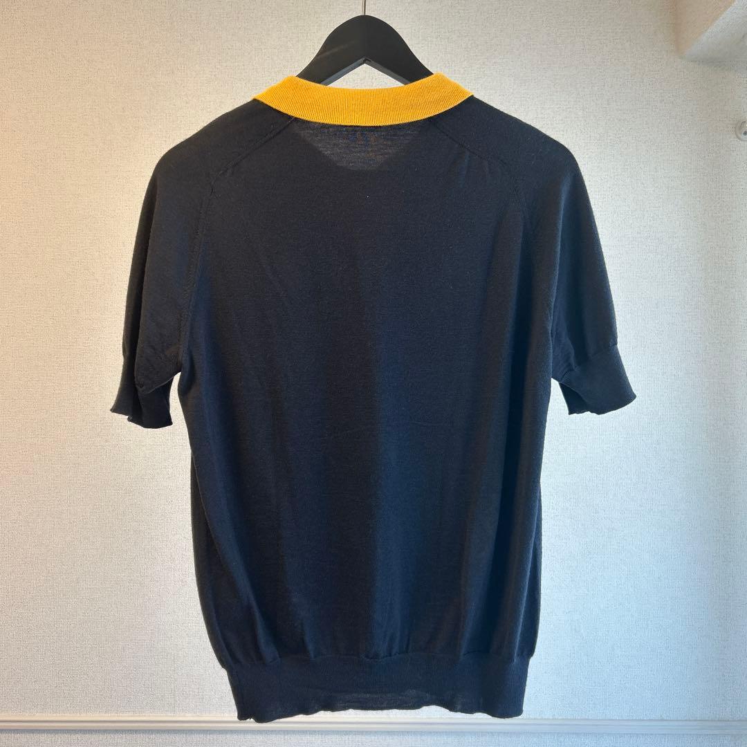 美品　状態良し JIL SANDER ブラック ニットポロ　イエロー襟