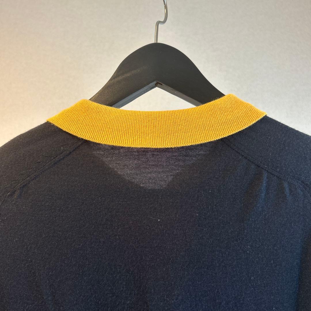 美品　状態良し JIL SANDER ブラック ニットポロ　イエロー襟