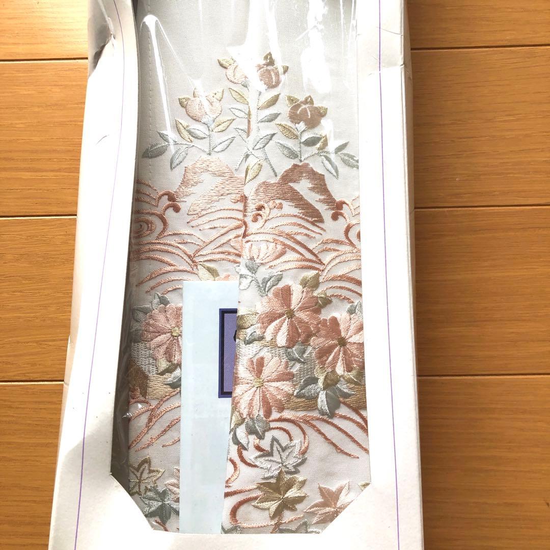 装道 美容衿 美しい四季の花々 新品未使用 半襟 刺繍半襟