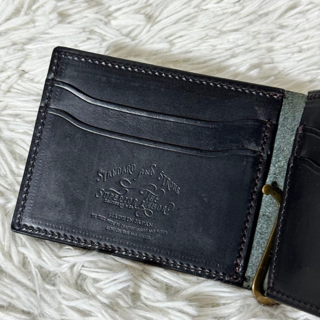 未使用品✨シュペリオールレイバー マネークリップ　レザー　ブラック　ミニ財布