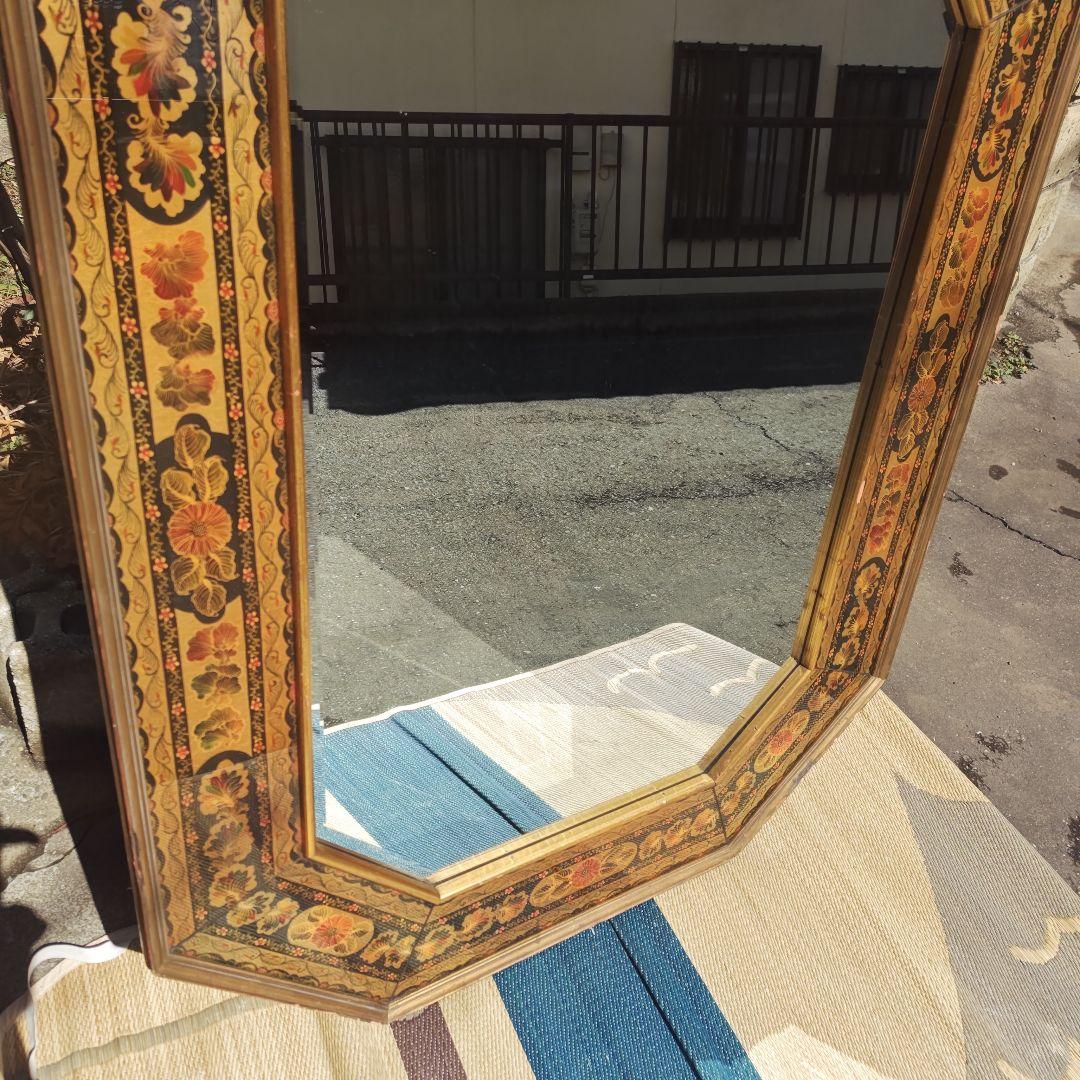 ヴィンテージ　イタリア 　特大　高級八角鏡 　壁掛けミラー　 120㌢　送料込