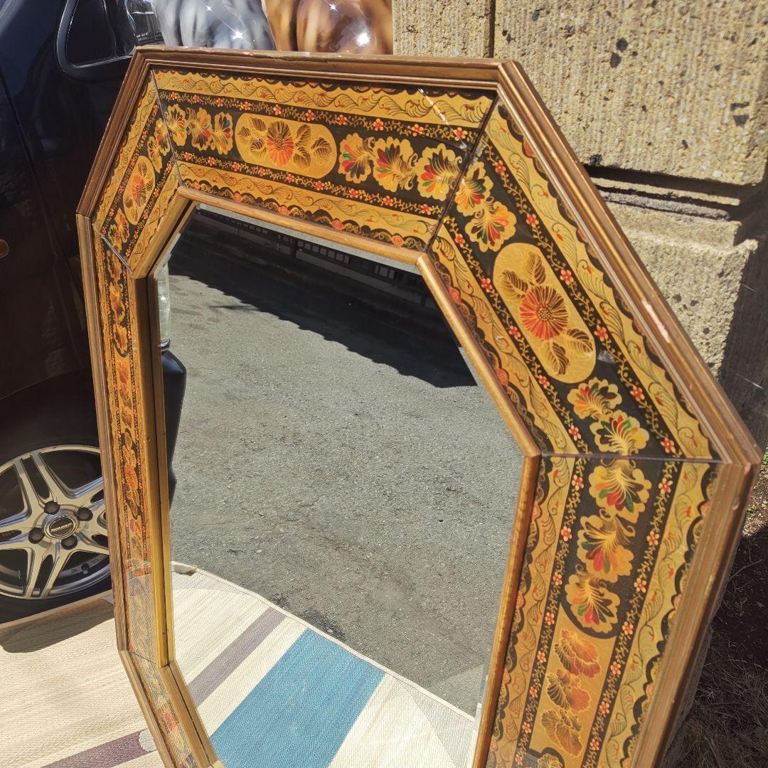 ヴィンテージ　イタリア 　特大　高級八角鏡 　壁掛けミラー　 120㌢　送料込