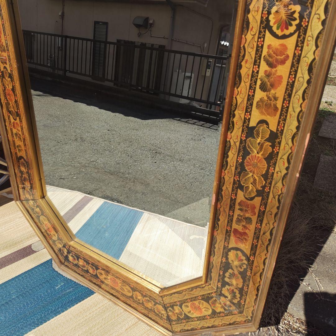 ヴィンテージ　イタリア 　特大　高級八角鏡 　壁掛けミラー　 120㌢　送料込