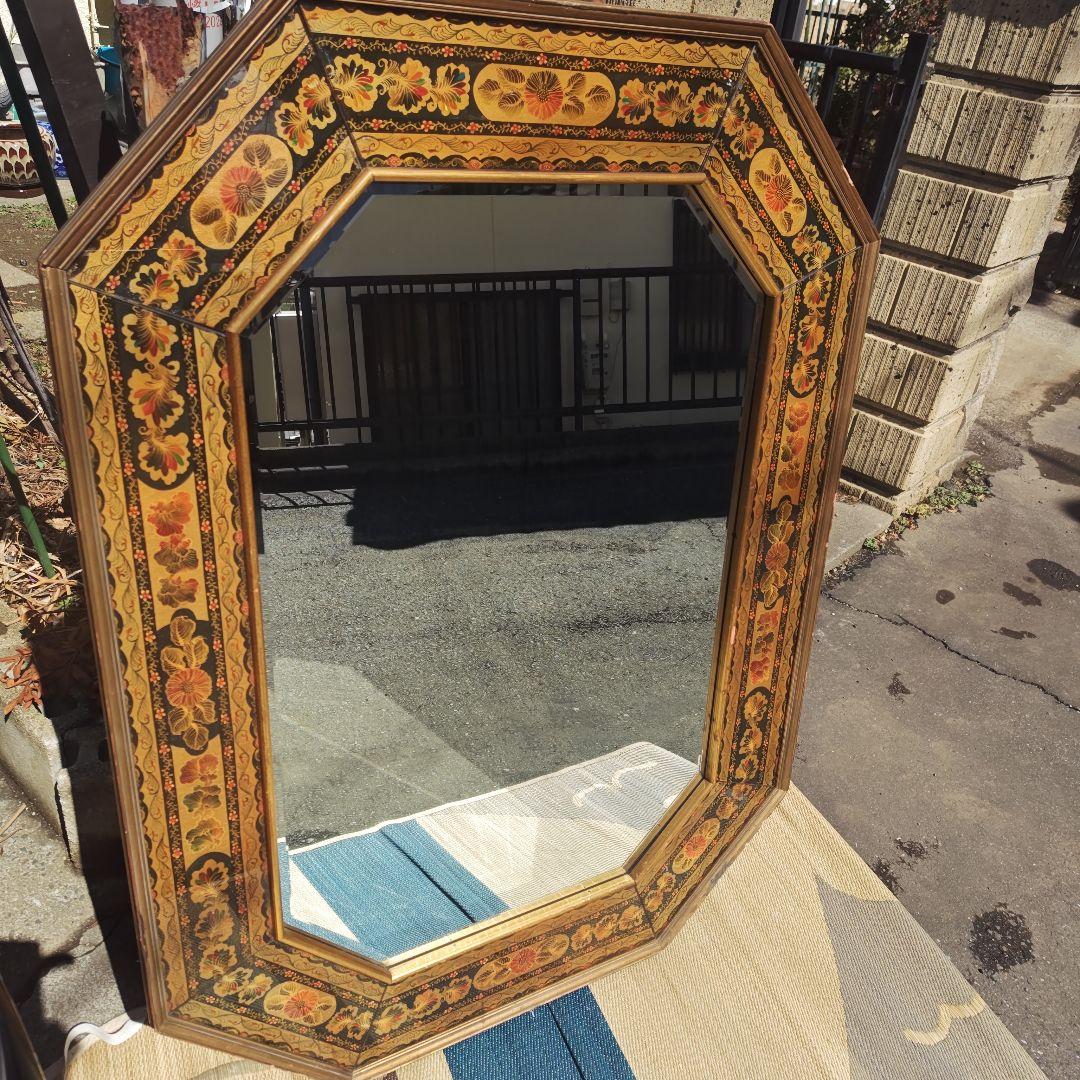 ヴィンテージ　イタリア 　特大　高級八角鏡 　壁掛けミラー　 120㌢　送料込