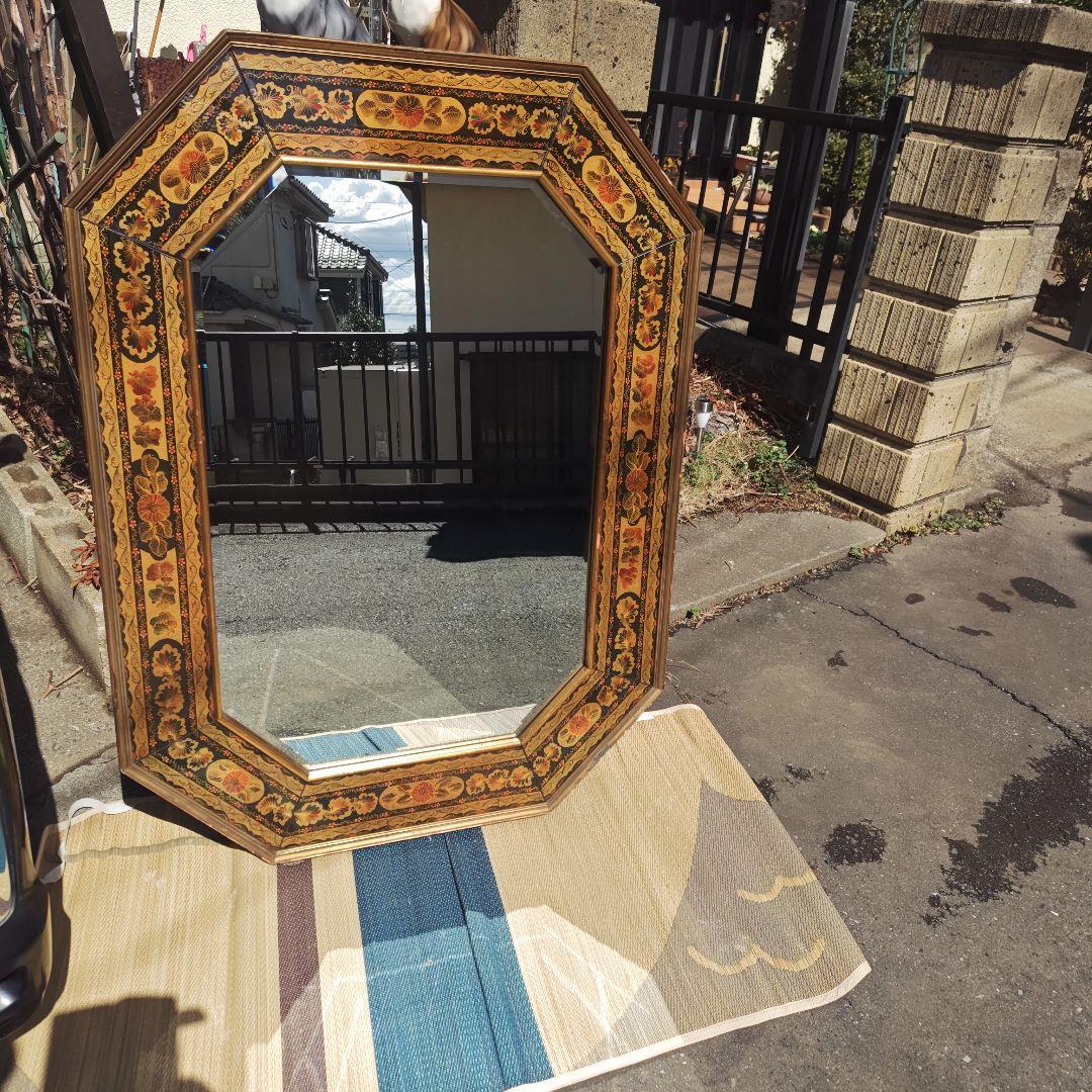 ヴィンテージ　イタリア 　特大　高級八角鏡 　壁掛けミラー　 120㌢　送料込