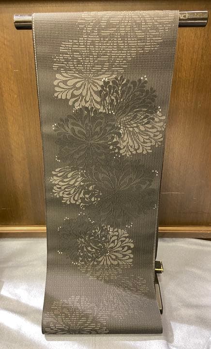 【タキゴン在庫処分】花華の正絹八寸帯　アガパンサス　黒　仕立付き