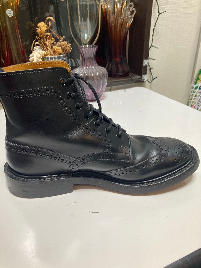 ク*ン様 トリッカーズ　M2508 カントリーブーツ　ブラックレザーハイカットブ