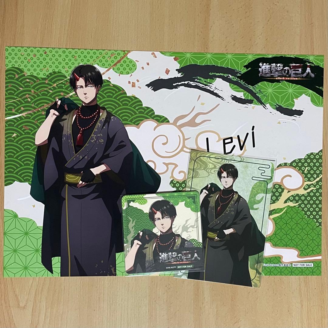 進撃の巨人 プリカフェ ランチョンマット コースター ポストカード リヴァイ