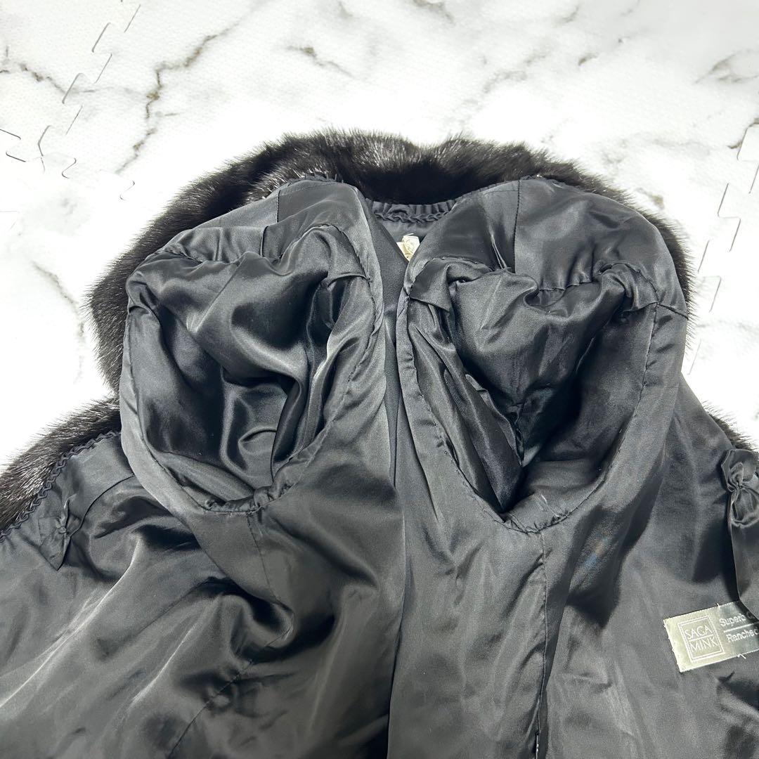 SAGA MINK ブラックミンク 本毛皮 コート 銀サガ リアルファー 艶◎