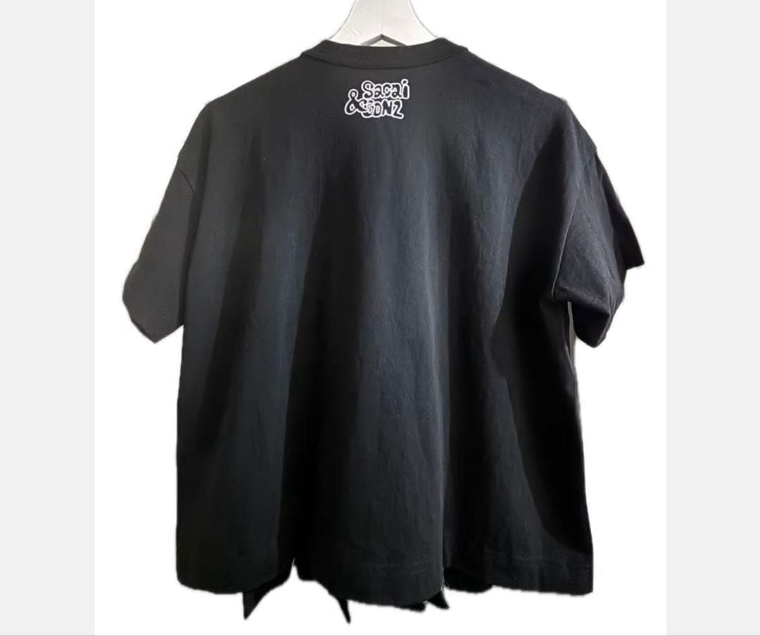 sacai フリンジデザイン ブラックTシャツ