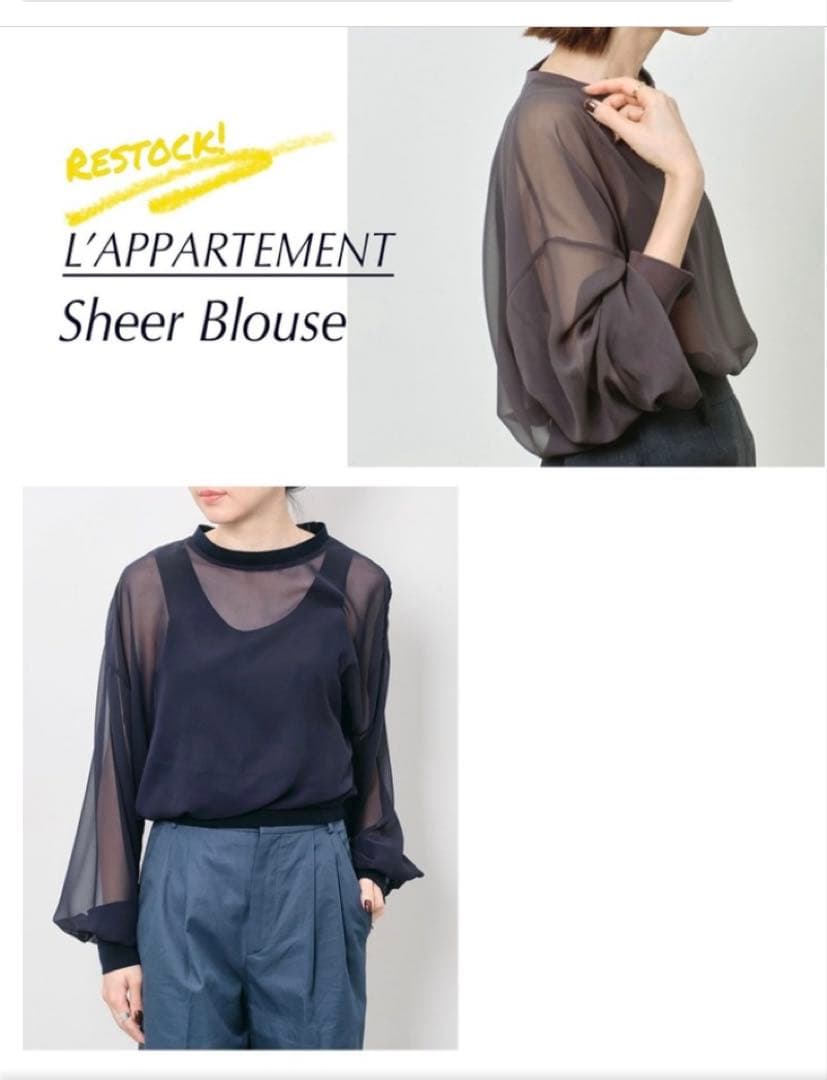 ⭐︎新品⭐︎L'Appartement Sheer Blouse グレー