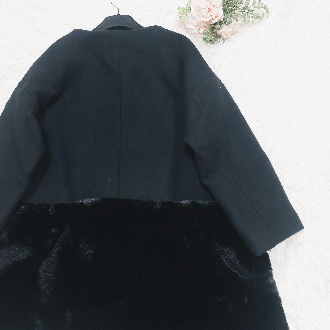 美品 エムドット em. エコファーコート 裾ファー コート