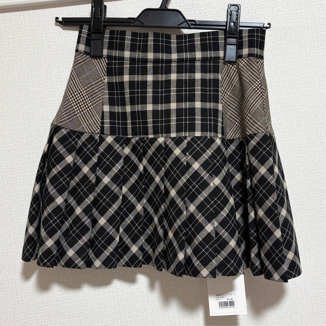 スカート Coco check pleats skirt andmary