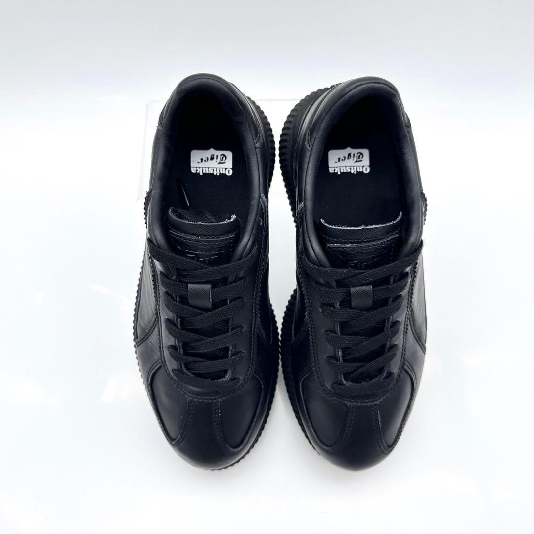 【美品】オニツカタイガー デレシティ 黒 サフィアーノ レザー 厚底 24