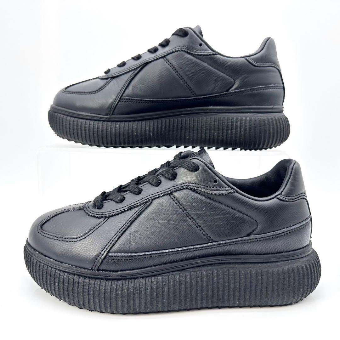 【美品】オニツカタイガー デレシティ 黒 サフィアーノ レザー 厚底 24