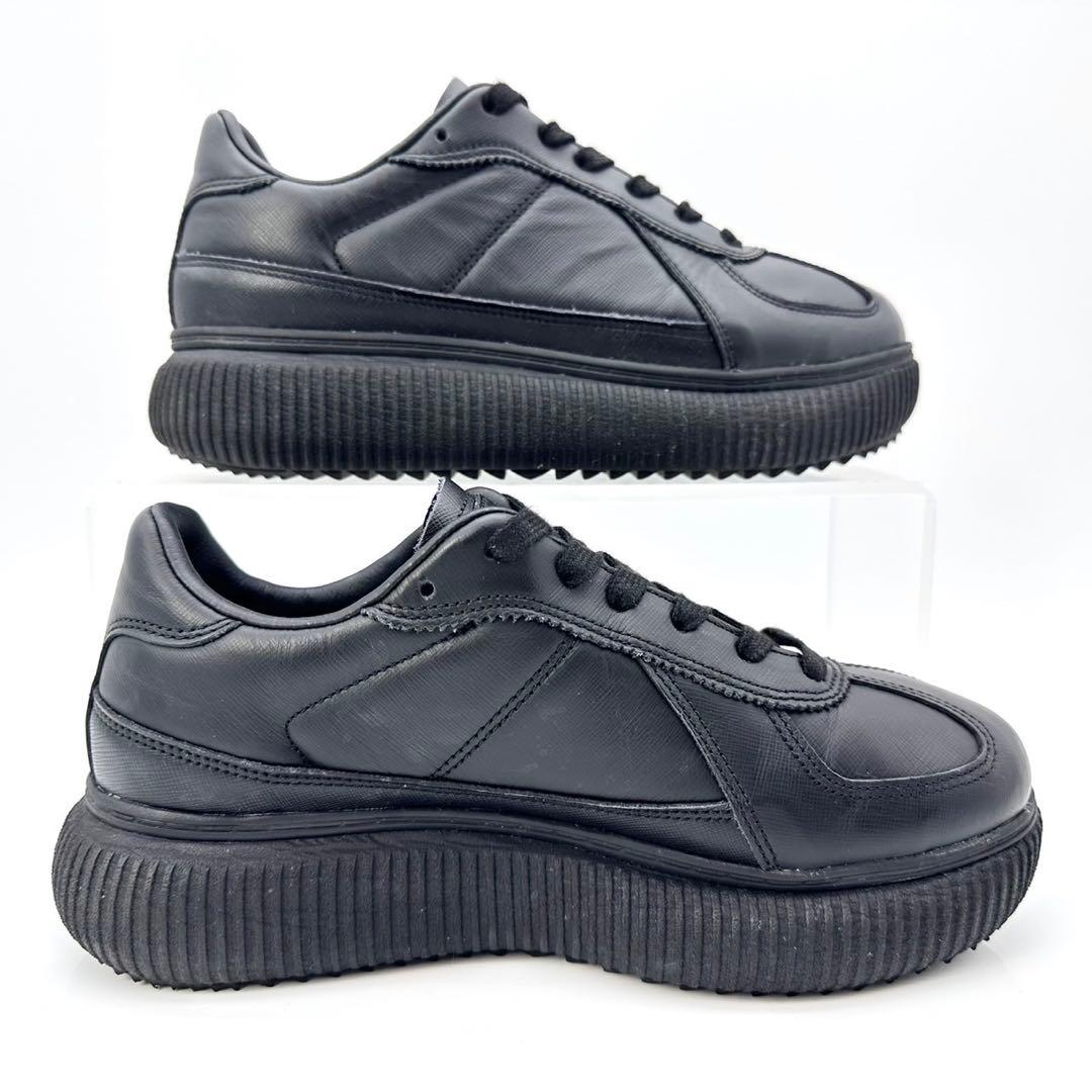 【美品】オニツカタイガー デレシティ 黒 サフィアーノ レザー 厚底 24