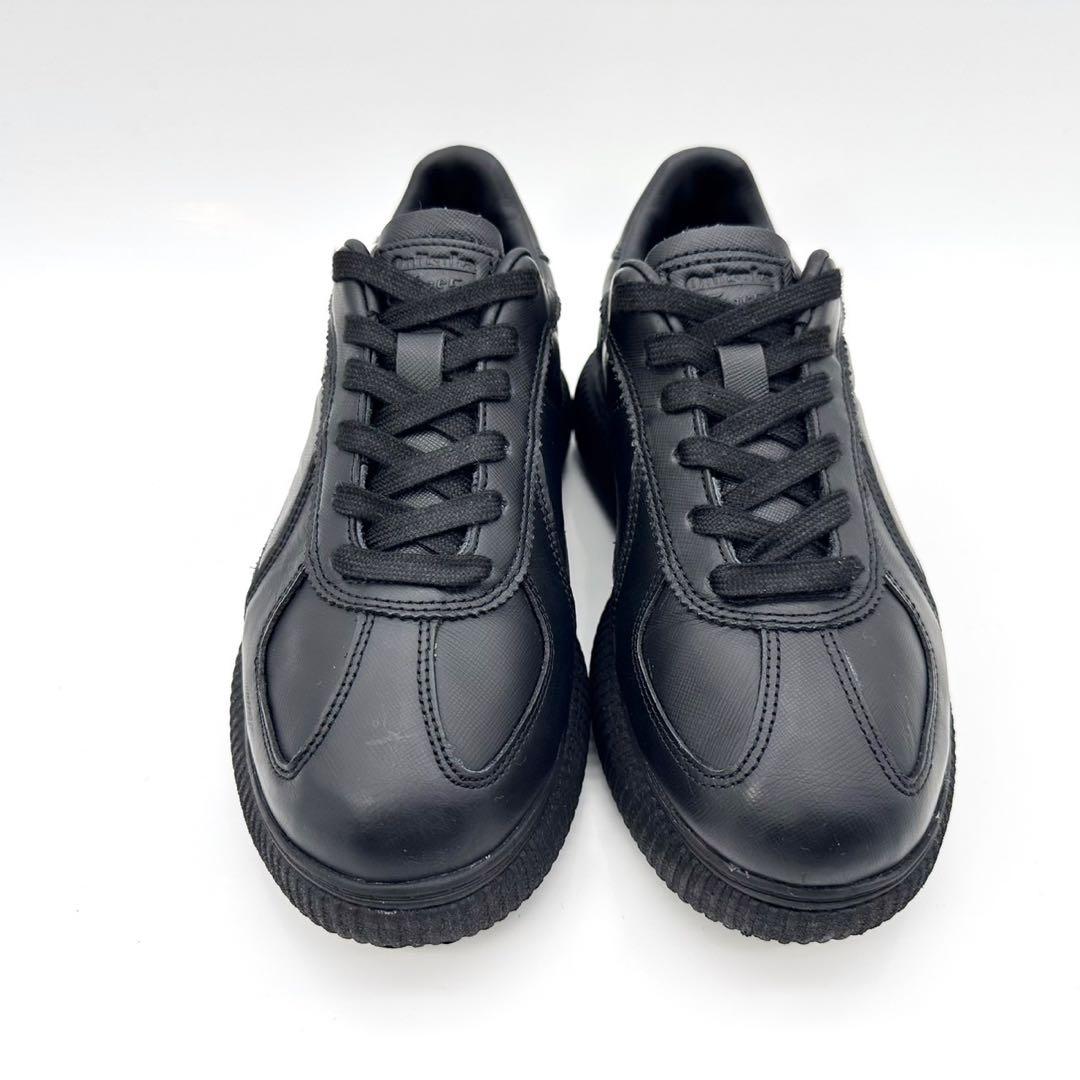 【美品】オニツカタイガー デレシティ 黒 サフィアーノ レザー 厚底 24