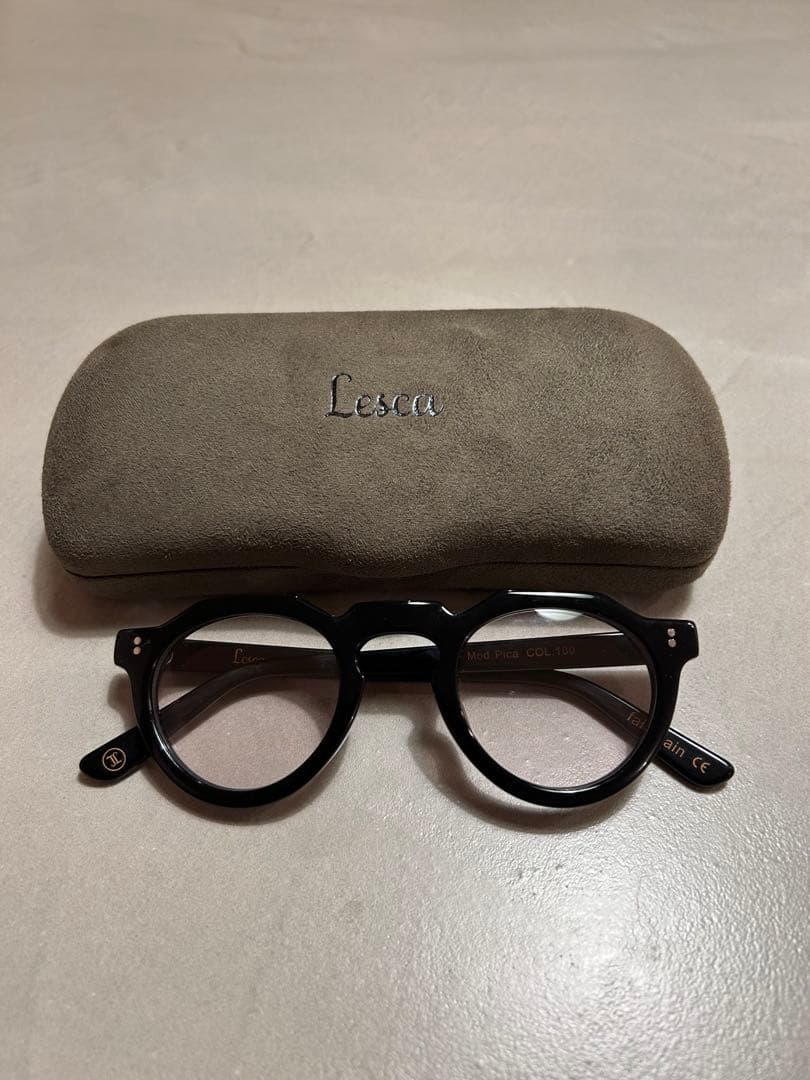 Lesca 黒 サングラス ケース付き　Lesca Lunetier PICA