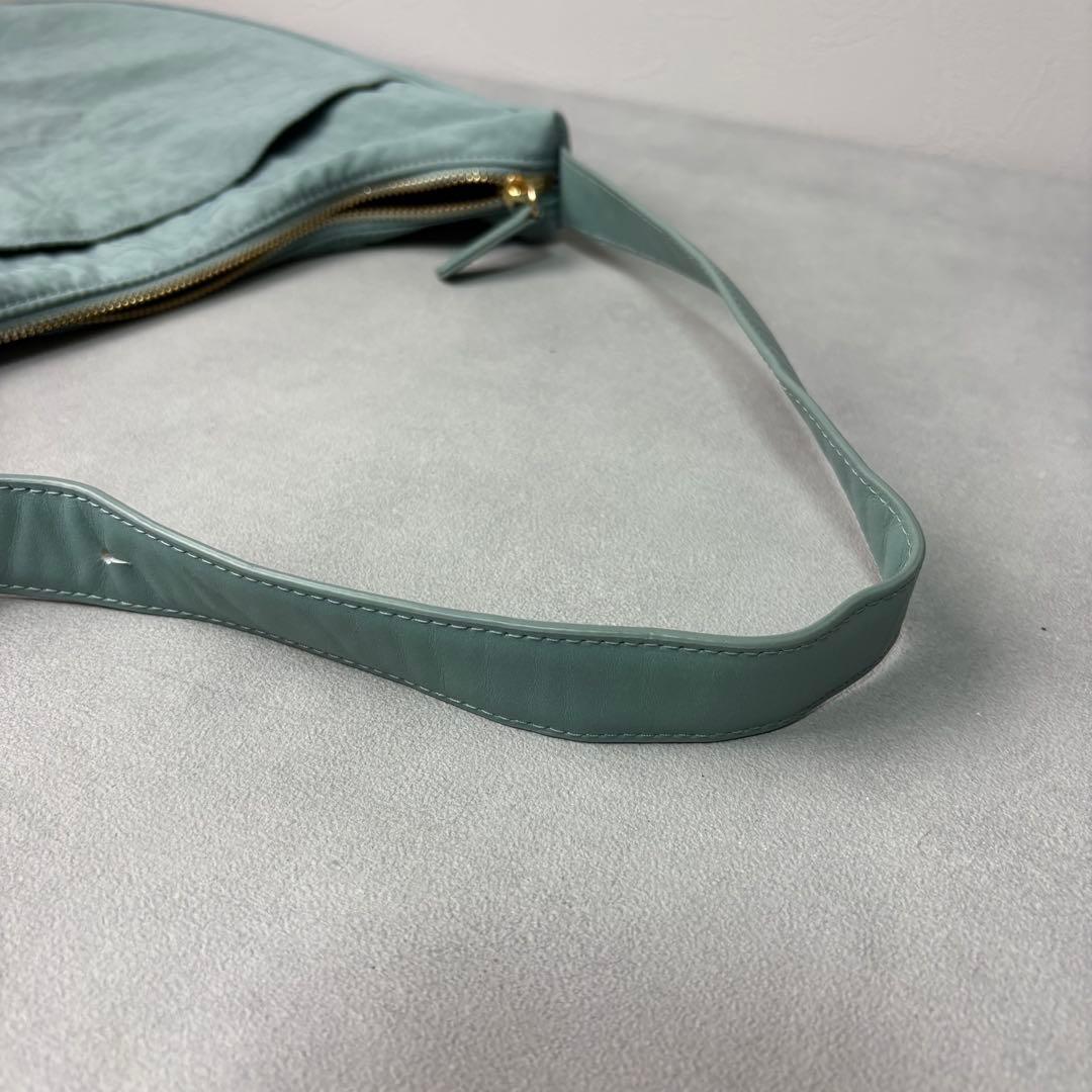 美品✨ アニエスベー ワンショルダー ロゴ入り ターコイズブルー