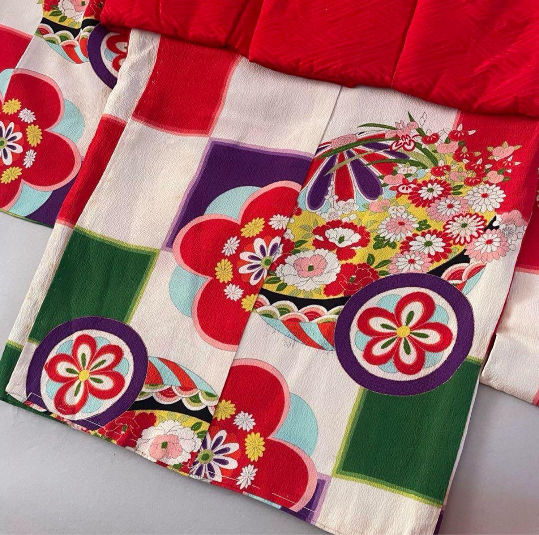 七五三　３歳　アンティーク正絹お着物　正絹被布セット