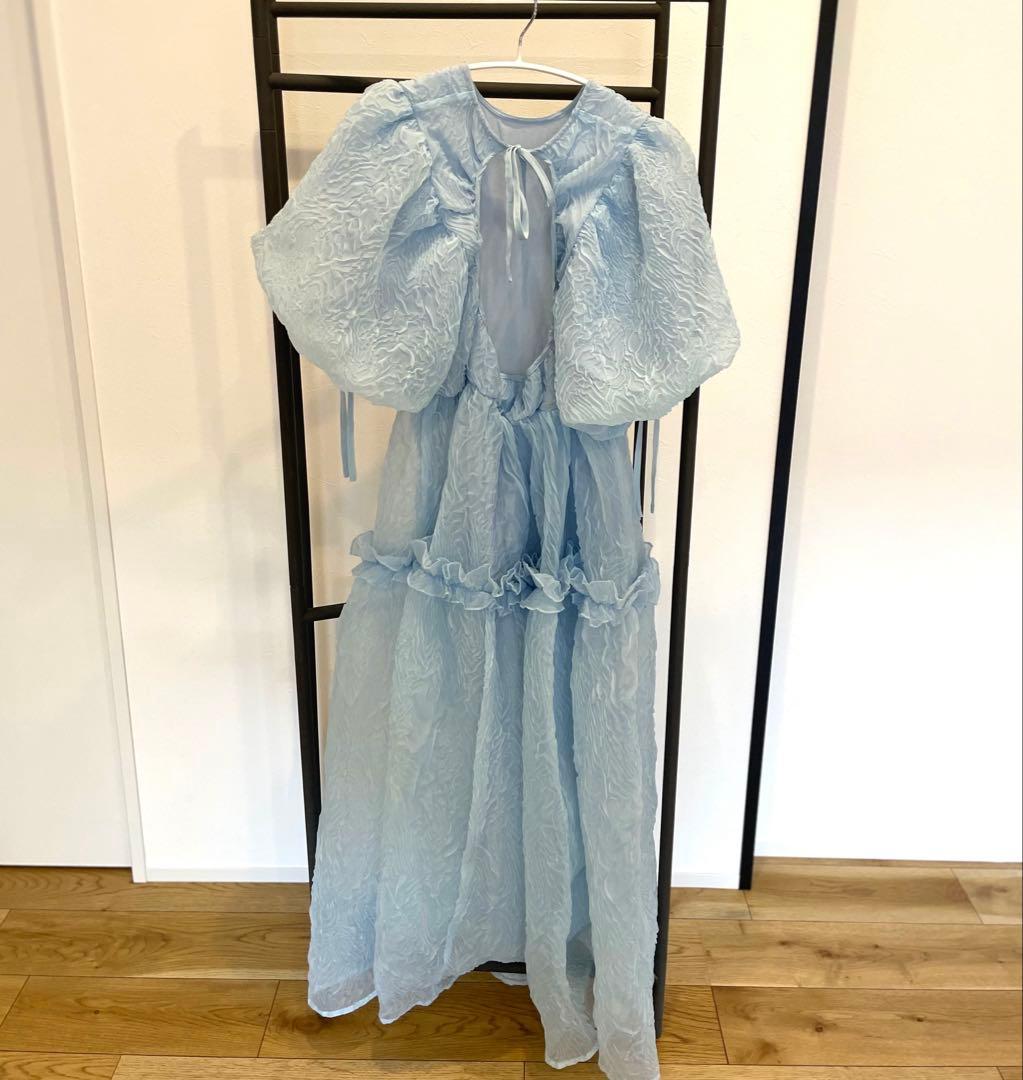 sisterjaneフリル パフスリーブ ロングドレス