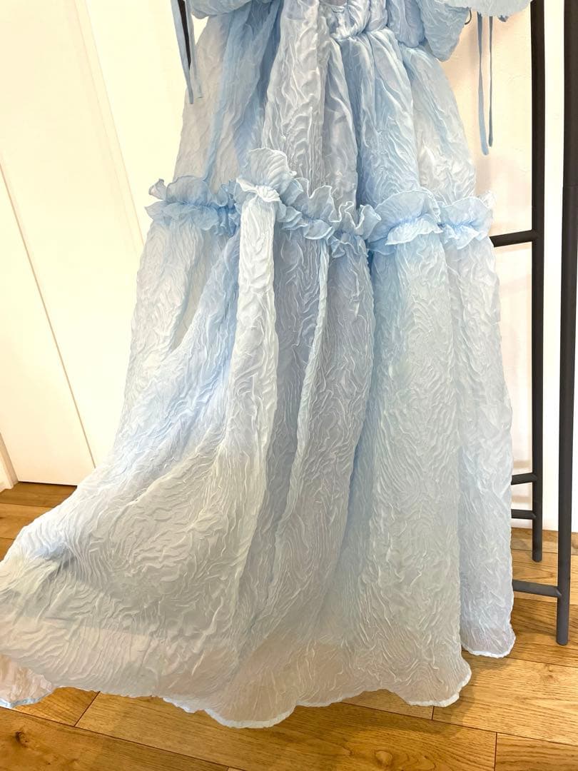 sisterjaneフリル パフスリーブ ロングドレス