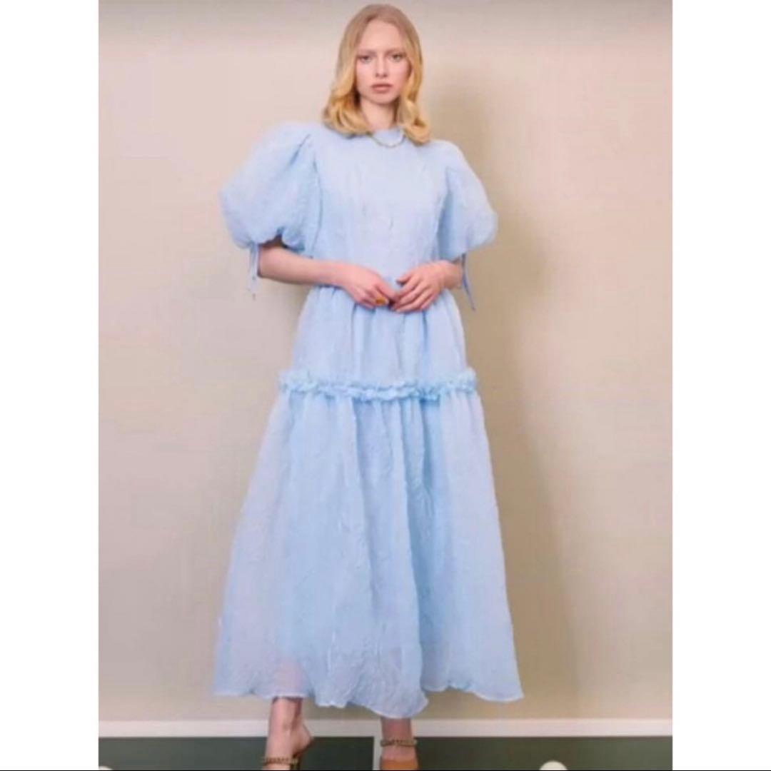 sisterjaneフリル パフスリーブ ロングドレス