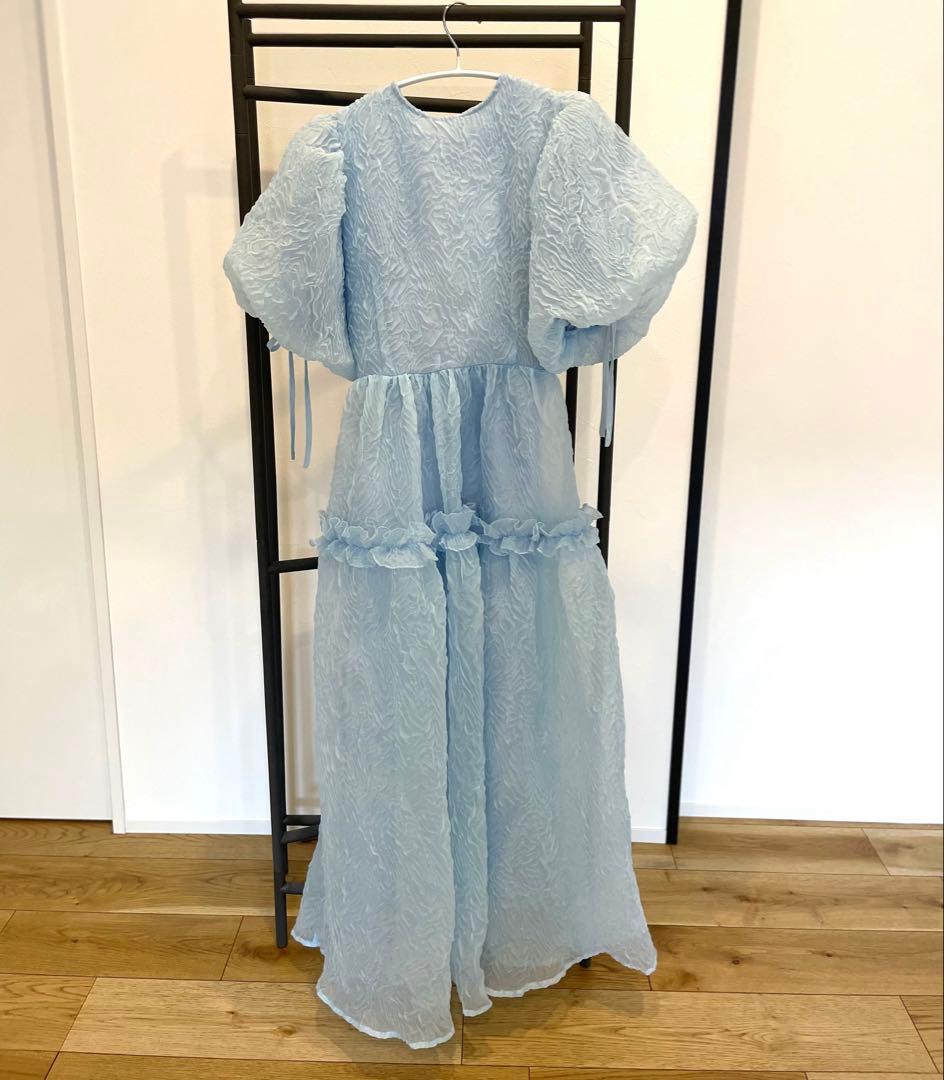 sisterjaneフリル パフスリーブ ロングドレス