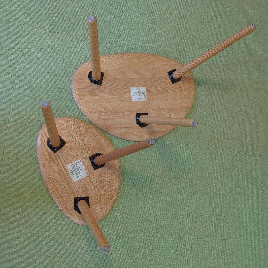 ナチュラルウッド　ネストテーブル 楕円形サイドテーブル2点セット